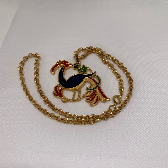 Vintage Enamel Peacock Necklace - Picture 8 of 9